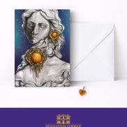 A02P Elise mit Bernsteinschmuck Grußkarte mit Anhänger aus echtem baltischen Bernstein